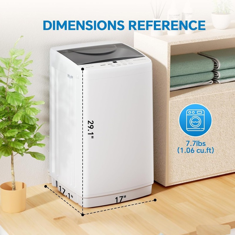 Compact Washer for Dorm,Fully Automatic Portable Washing Machine w/10 Wash Cycle gallery