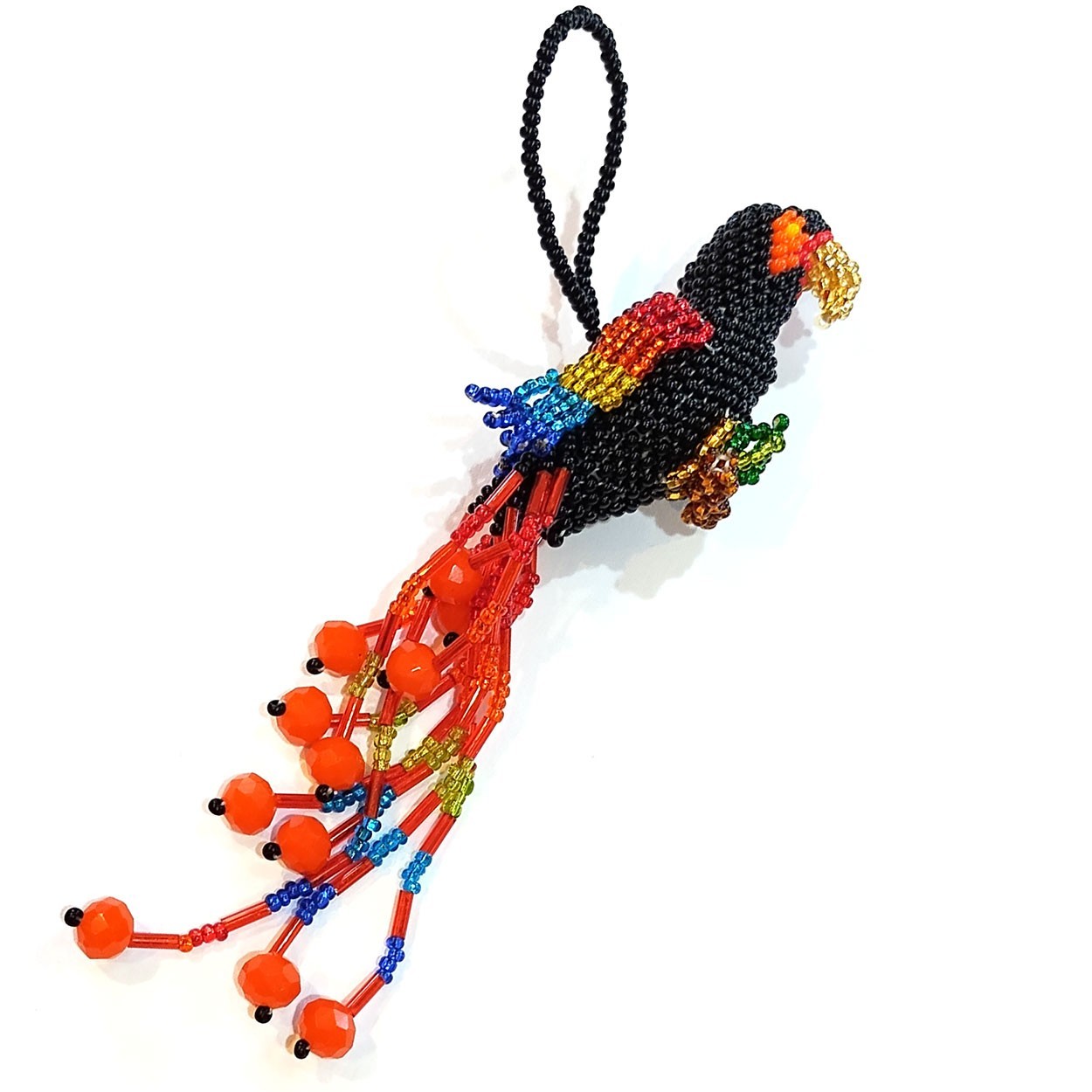 5.5in Hand Made Glass Micro-Bead Parrot Ornament gallery