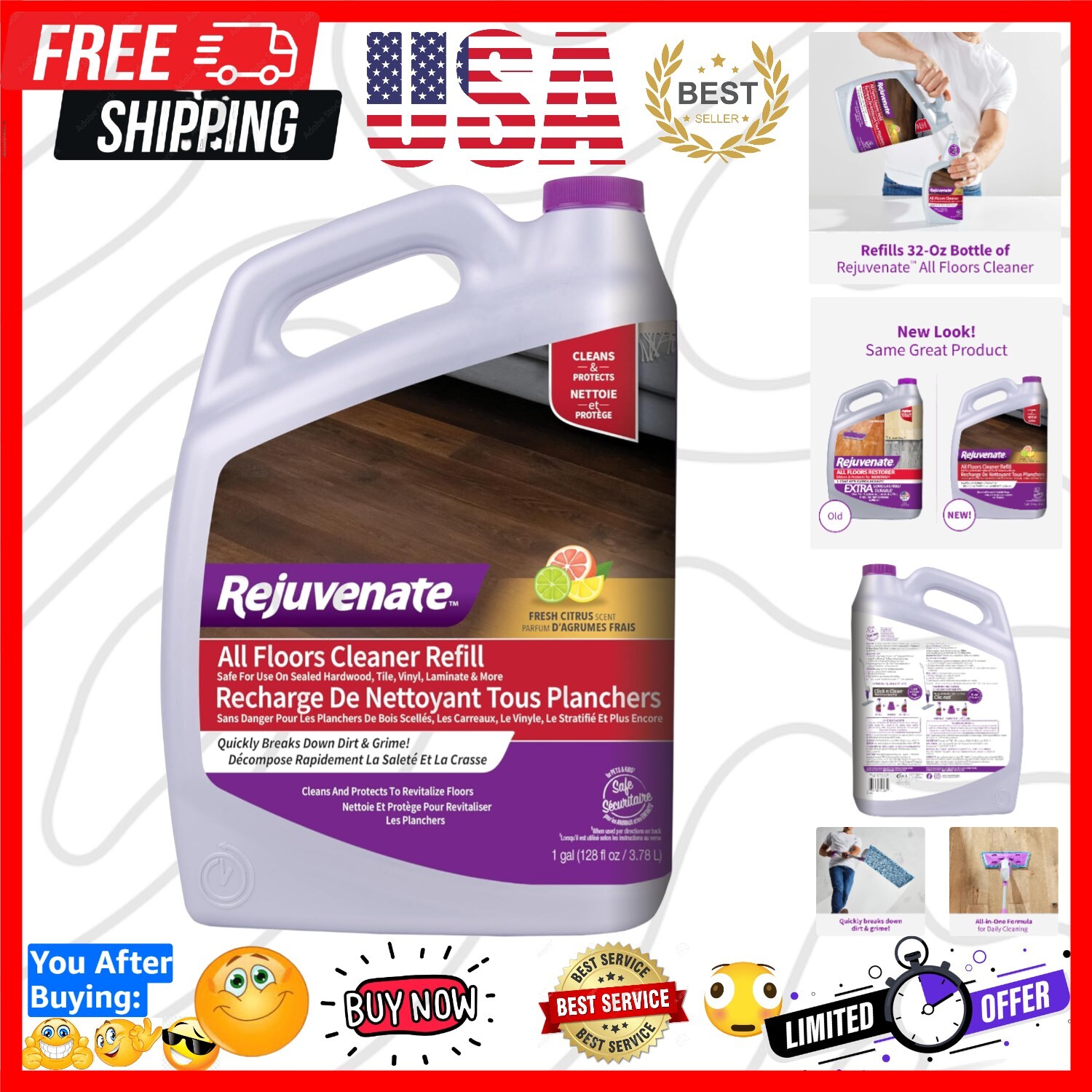 Rejuvenate High Performance All-Floors and Hardwood No Bucket Needed Floor Clean gallery