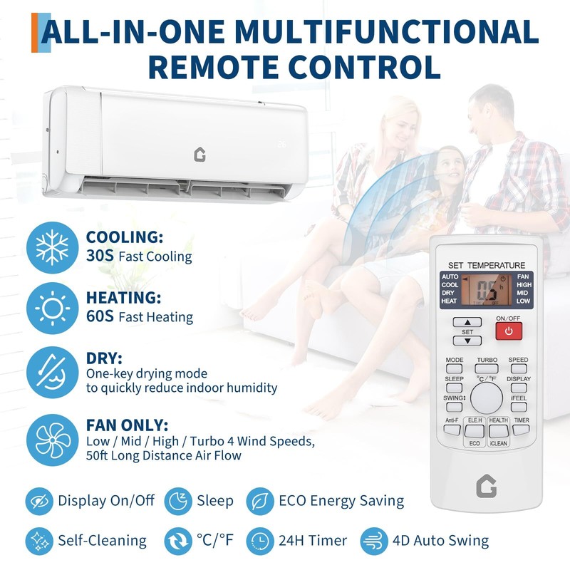 ☑️Mini Split Air Conditioner AC Heat Pump 24000BTU 230V Inverter SEER2 19 2 Ton gallery