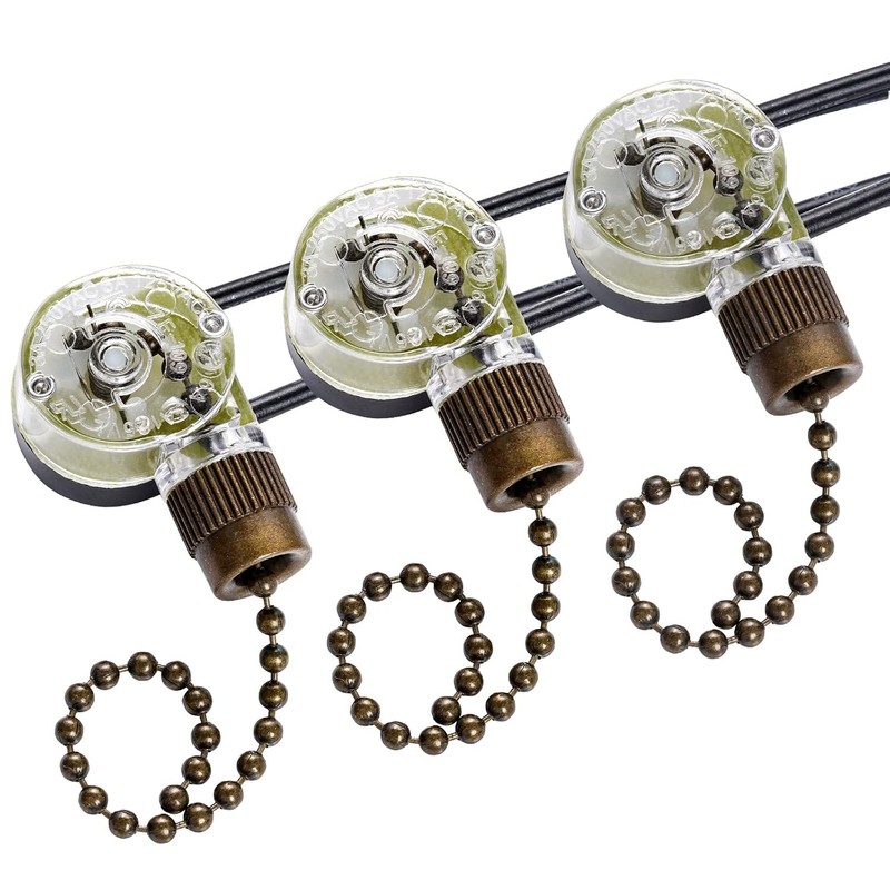 3 Pack Ceiling Fan Pull Chain Switch Zing Ear ZE 109 Two Wire Light Switch NEW gallery