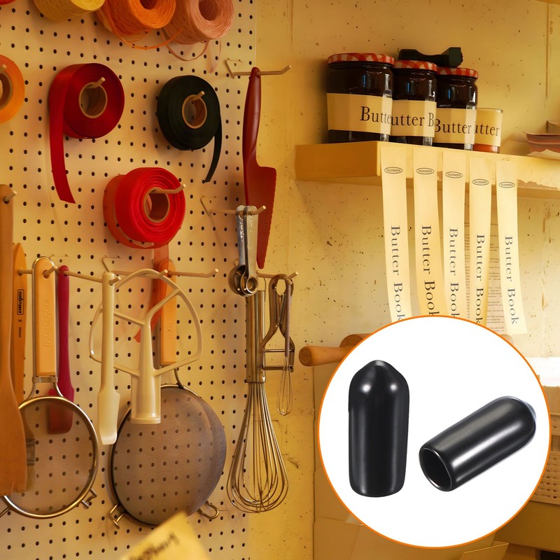 100pcs Pegboard Hook Tip Protector Rubber End Caps Inner Dia 4mm Black gallery