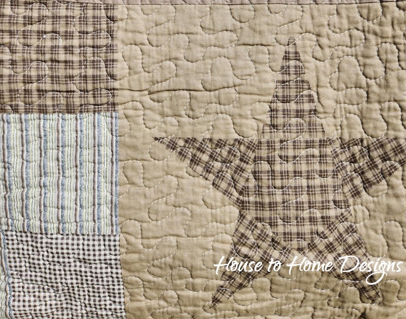 DESERT STAR 3pc Queen QUILT SET : PRIMITIVE FARMHOUSE COUNTRY BROWN CABIN PLAID gallery