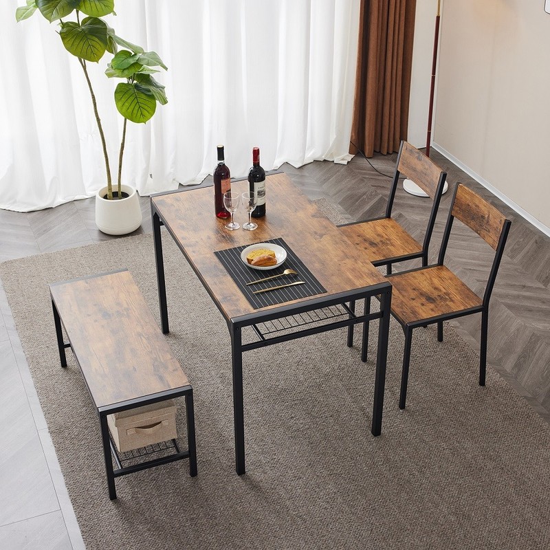 Dining Table Set for 4 Kitchen Table with 2 Chairs A Bench Bar Pub Apartment gallery