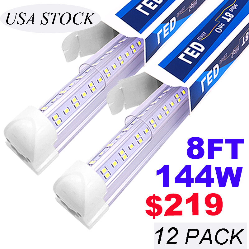 12Pack LED Shop Lights Fixture Tube Strip Ceiling Lights 8FT For Garage Workshop gallery