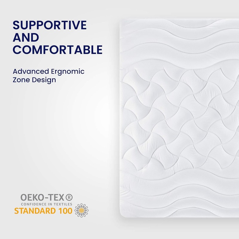 SLEEP ZONE Queen Size Cooling Mattress Topper, Premium Zoned Cool Mattress Pad.. gallery