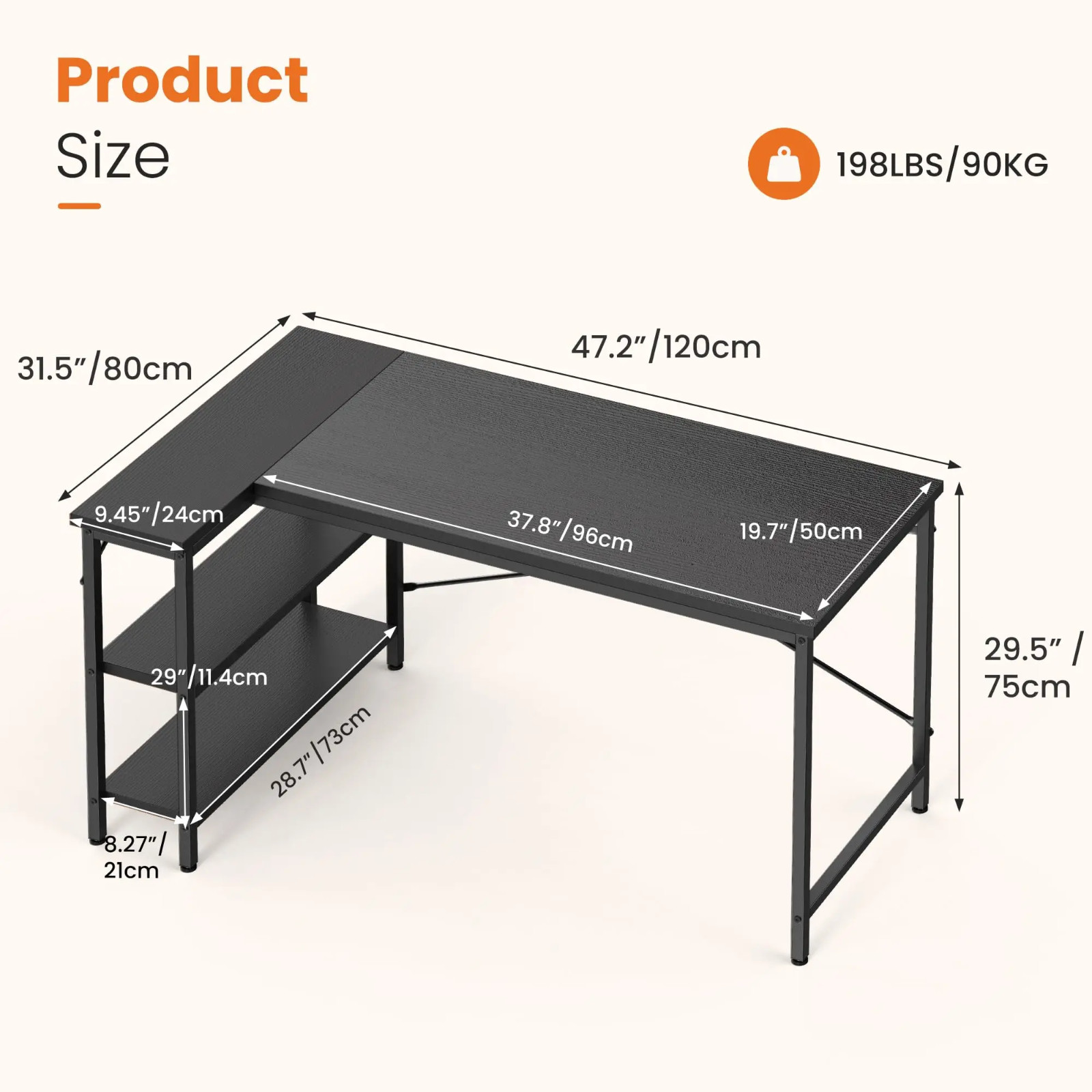 JHK L Shaped Desk 47 Inch Computer Desk Gaming Furniture Corner Desks Home gallery