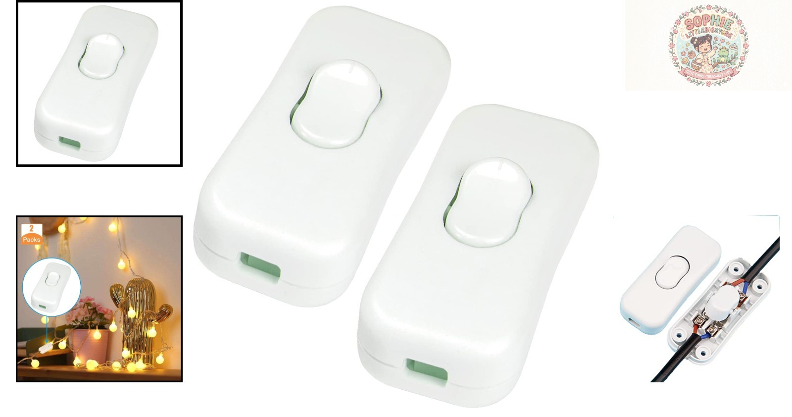 Easy To Install DPST Inline Switch - White Rocker Switch 2-Pack for Lamps gallery