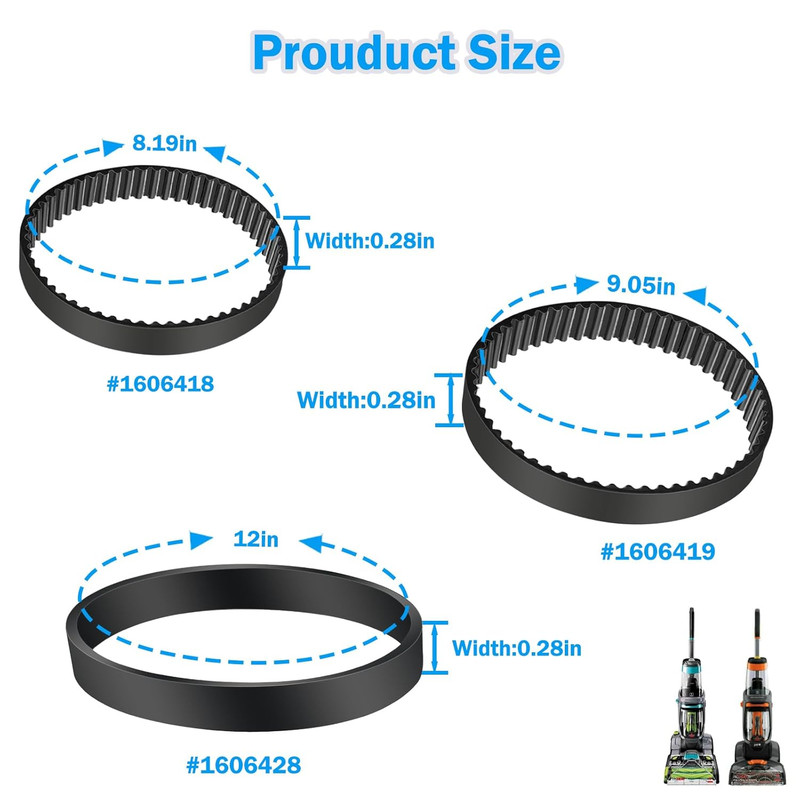 3 Pack Vacuum Belts Replacement for Bissell ProHeat 2X Revolution Pet Carpet Cle gallery