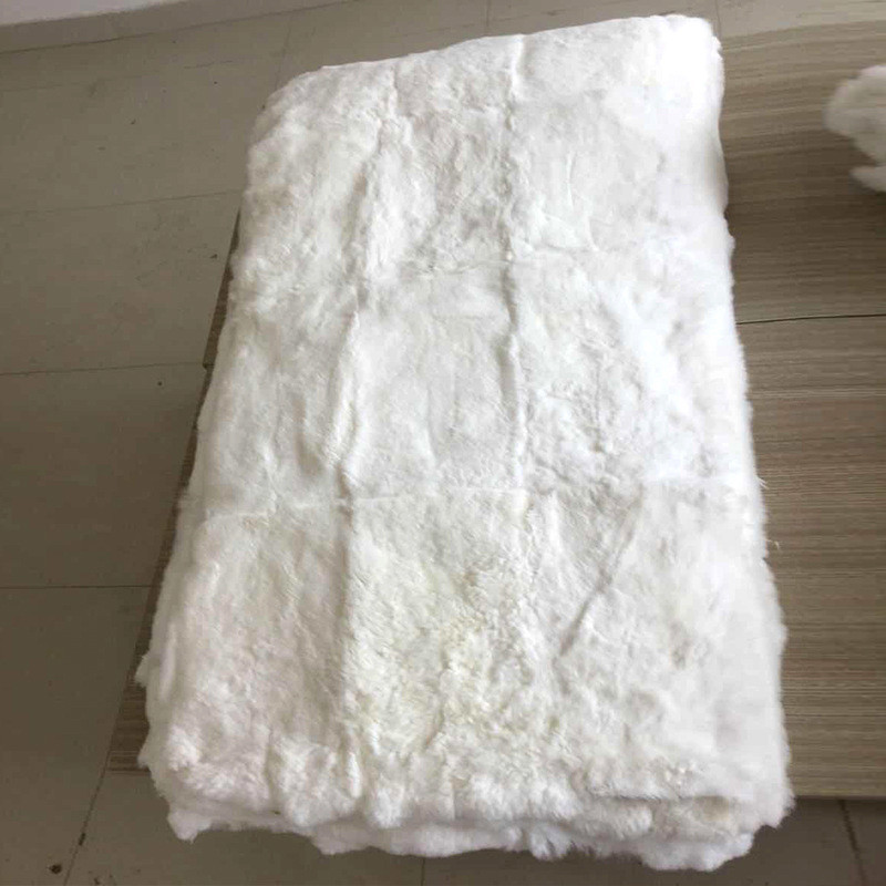 Real Rabbit Fur Throw Whole Fur Pelt Blanket Leather Carpet Soft Skin Rug White gallery