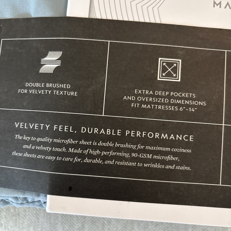MALOUF Double Brushed Soft Knit Microfiber Percale Sheet Set Queen Size Pacific gallery