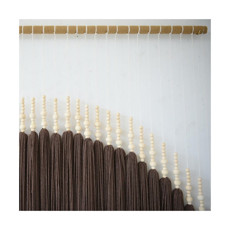 IOWER Macrame Wall Hanging Brown Yarn Beaded Backdrop Boho Wall Dec... Fast Ship gallery