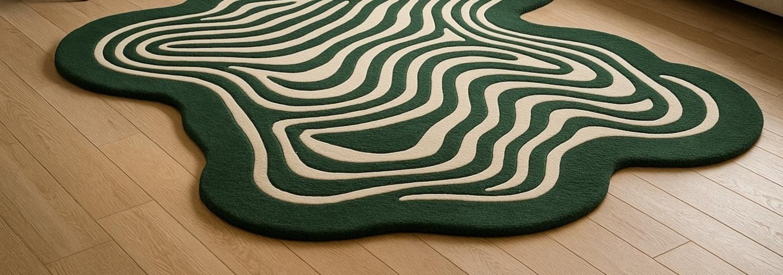 Handmade Rug | Irregular Rug | Wool Rugs | Living Room Rug | Tufted A302 gallery