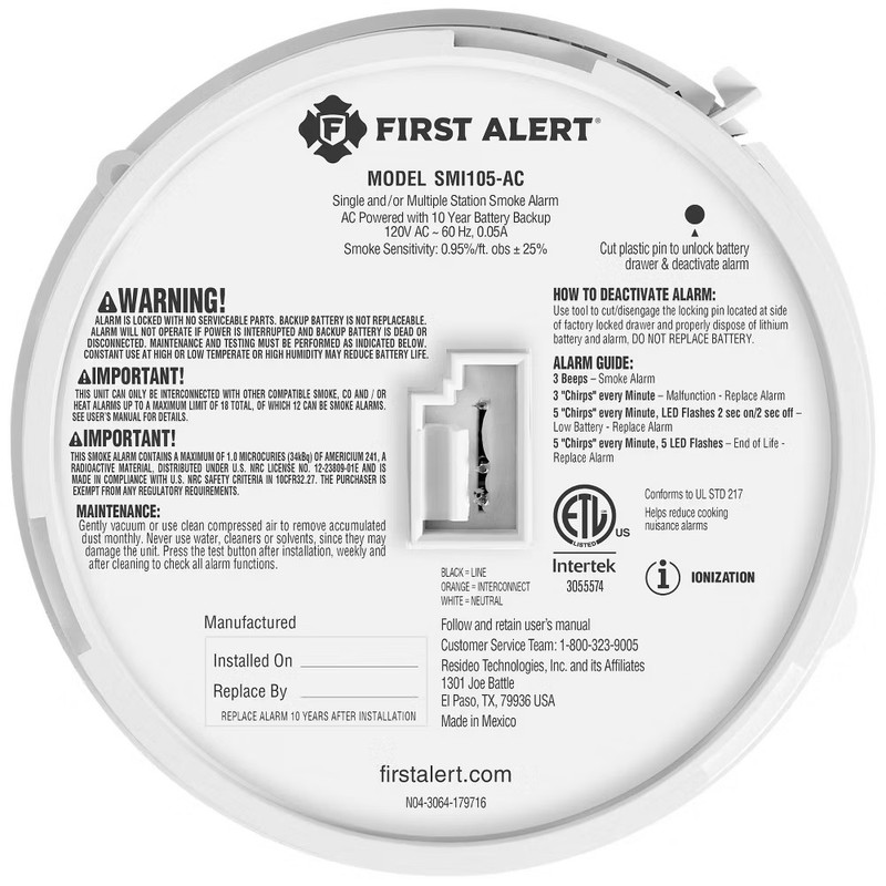 First Alert Precision Detection Interconnect Hardwired Smoke Alarm with 10-Year gallery