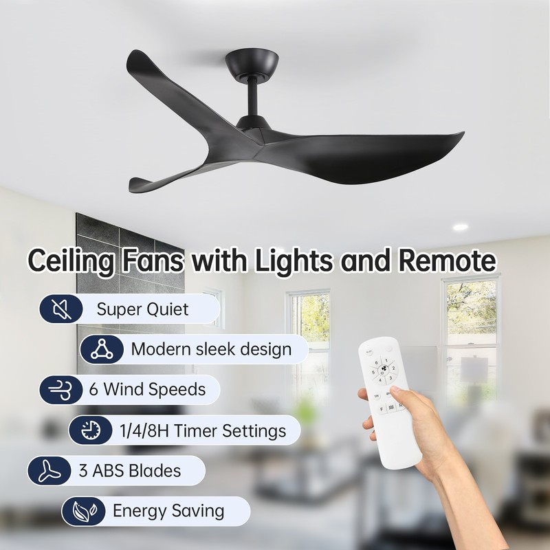 52 Inch Ceiling Fans w/ Remote Reversible DC Motor Bedroom Quiet Timer 6 Speeds gallery