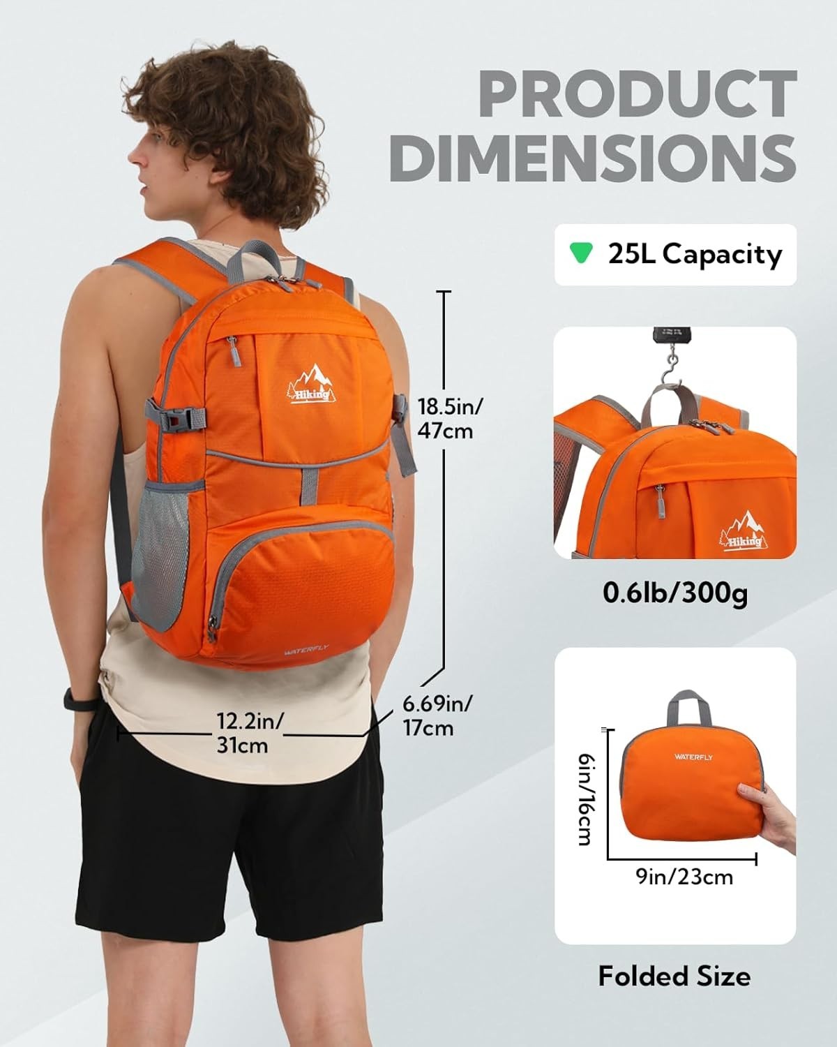 Lightweight Hiking Daypack - 25L Packable Backpack with Organizational Pockets 4