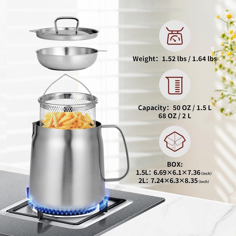 Multi-Functional 68oz Oil Filter Pot – Easy to Use Fryer & Grease Container gallery