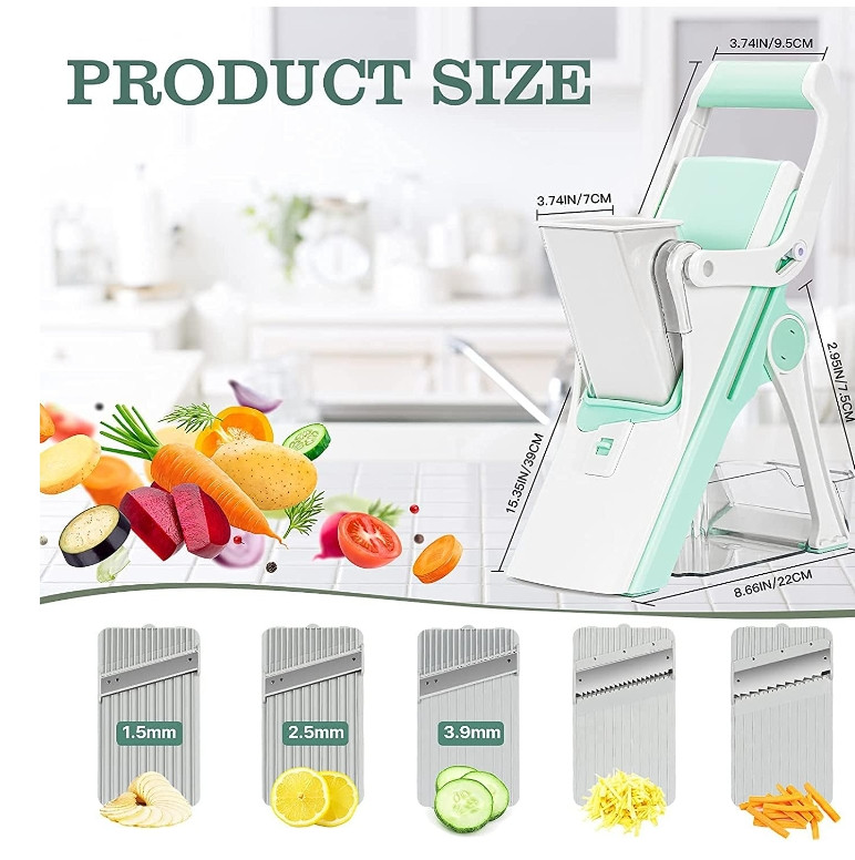 Safe Multifunctional Mandoline Slicer 5 in 1 Vegetable Chopper, Pro Food Chopper gallery