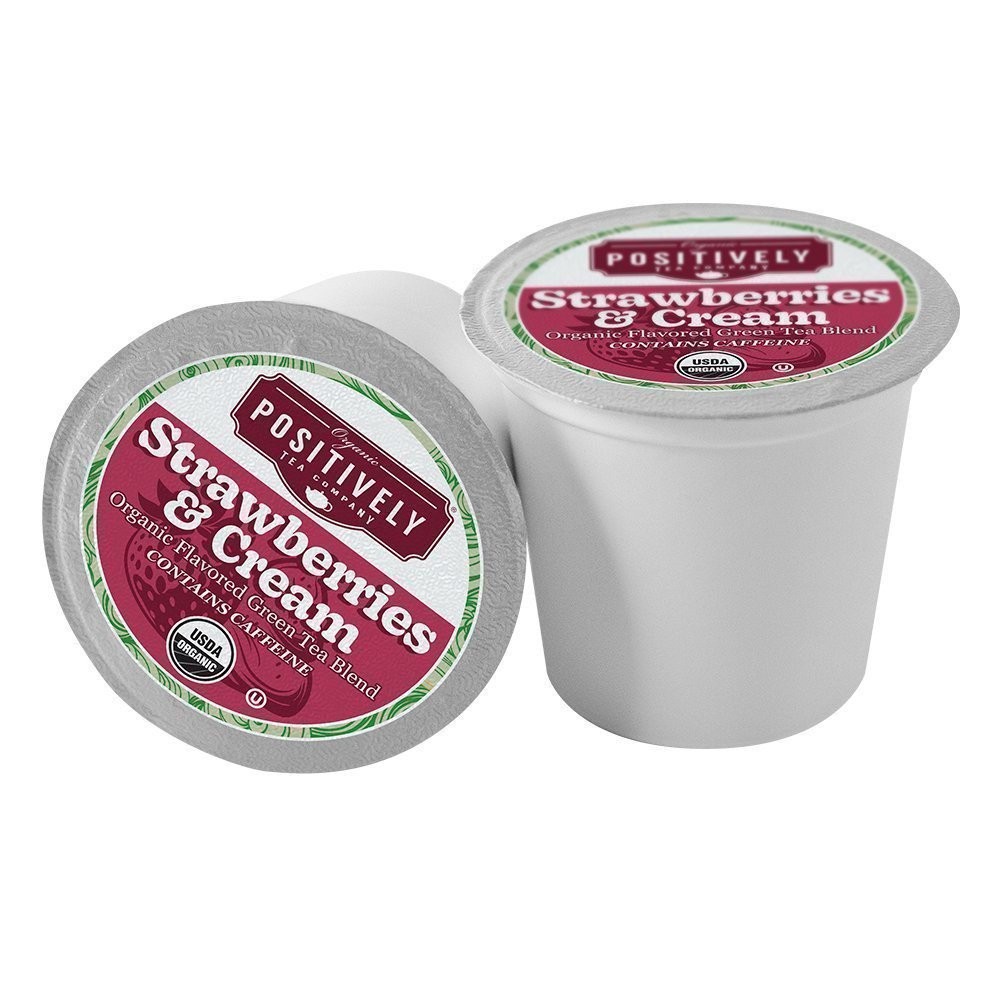 Positively Tea | Organic Strawberries & Cream Tea | 96 Pods, Keurig Compatible gallery