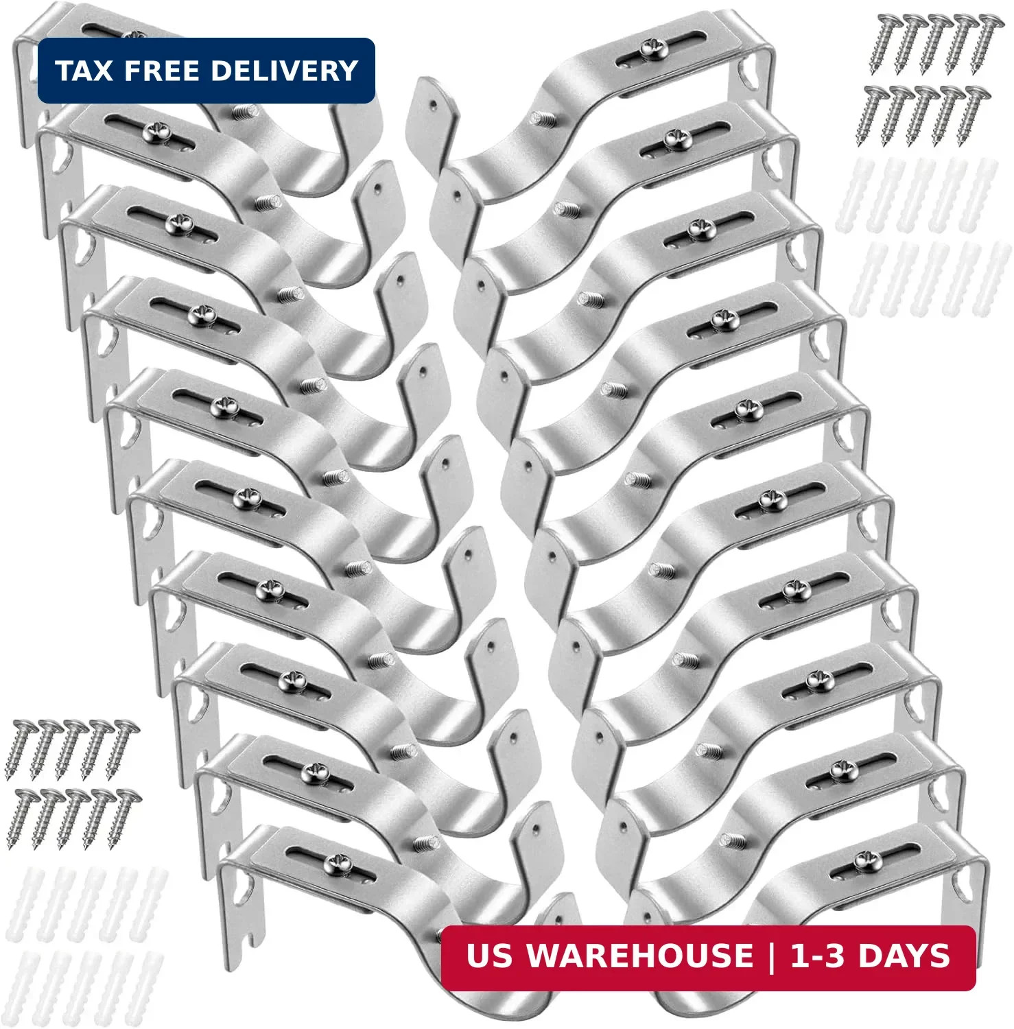 Frienda 20 Pcs Silver Curtain Rod Support Brackets Adjustable Curtain Rod Hanger gallery