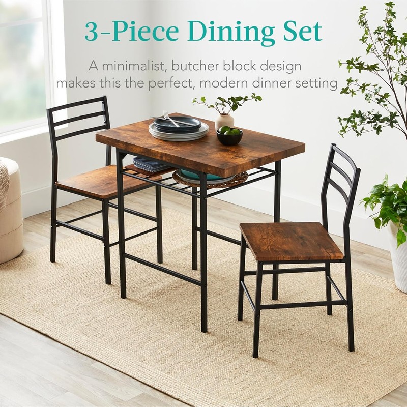 3-Piece Modern Dining Set Space Saving Dinette for Kitchen Dining Room Small gallery
