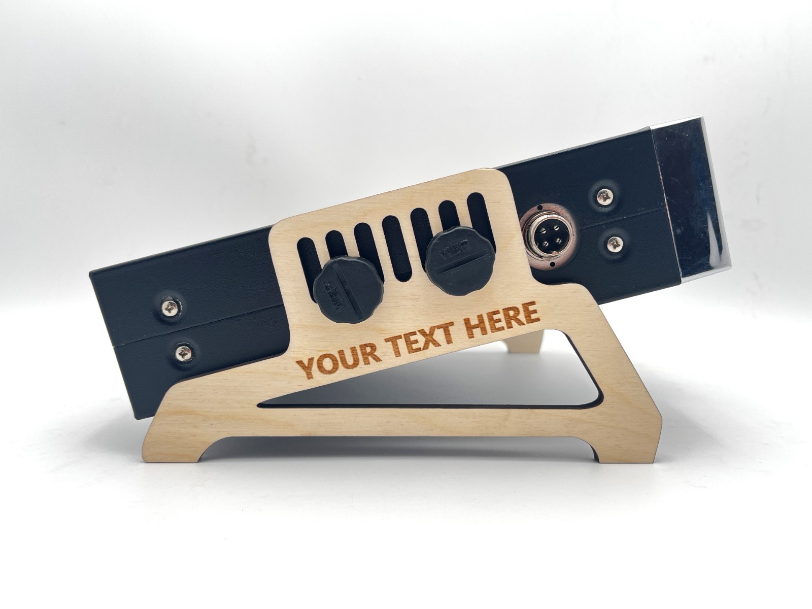 Mobile CB Ham Radio Desktop Stand, Birch Wood Personalized Single Radio Stand. gallery