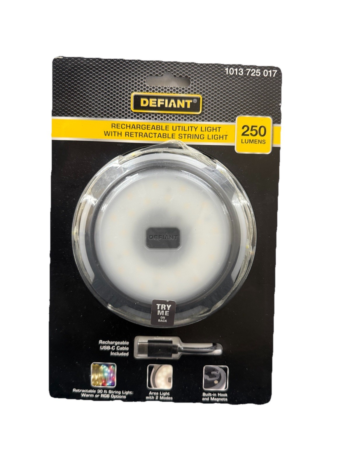 Defiant 250 Lumen 2-in-1 Rechargeable Utility Light w String Light LED gallery