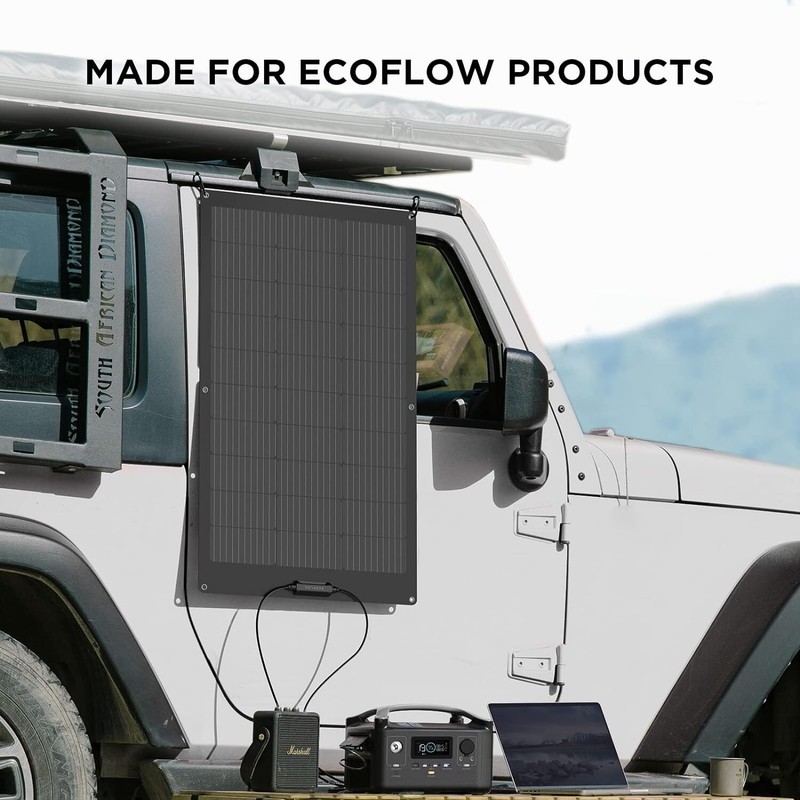 EF ECOFLOW 100W Flexible Solar Panel with High Efficiency Solar Modules, IP68 gallery