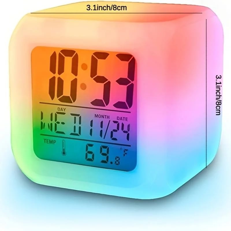 BUBUCAM Digital LED Color Change Alarm Clock, Multi-Functional Small, White gallery