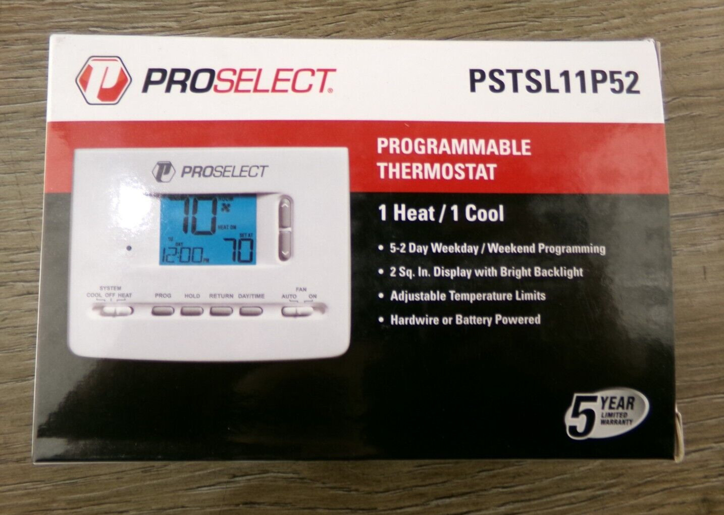 New ProSelect 1H/1C Stage Programmable Thermostat - PSTSL11P52 S5 gallery