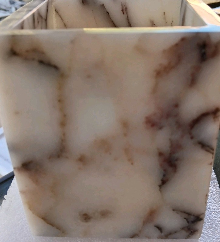 Unique Natural Marble Square Vessel-Red/Purple/Blk Veining-4" Tall-NEWINORGBOX gallery