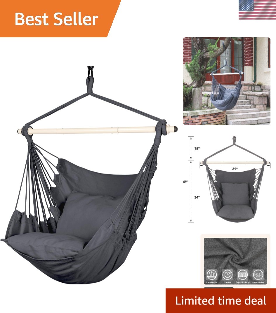 Luxury Hammock Chair Swing - Grey - Maximum 500 Pounds - for Indoor/Outdoor Use gallery
