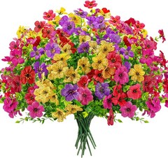 12 Bundles Artificial Flowers for Outdoors Fake Flowers Plants Spring Decoration