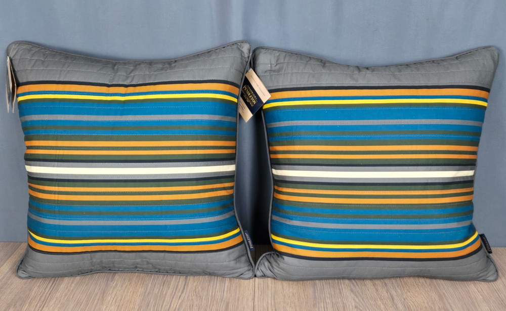 Pair Pendleton Olympic Stripe pillows National Park Collection w Duck Down New