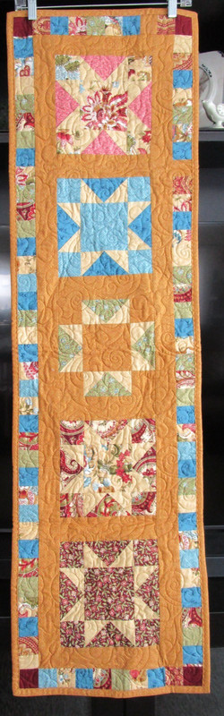 Handmade QUILTED TABLE RUNNER, STAR EARTH TONES, PATCHWORK, 15" BY 53", NEW gallery