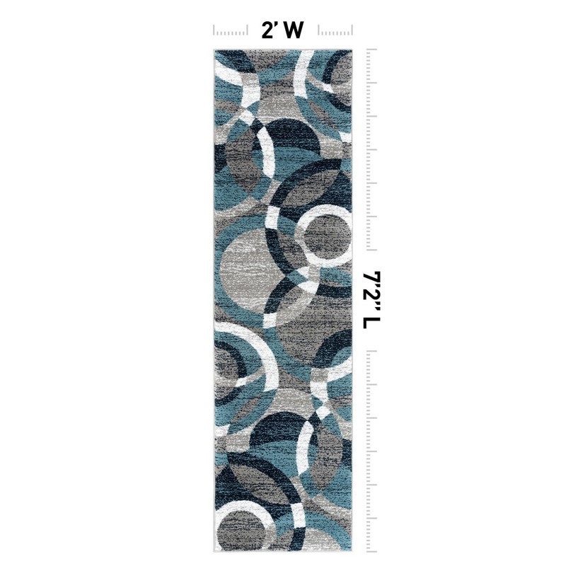 Contemporary Modern Circles Abstract 2' x 7'2" (Rectangular), Blue gallery