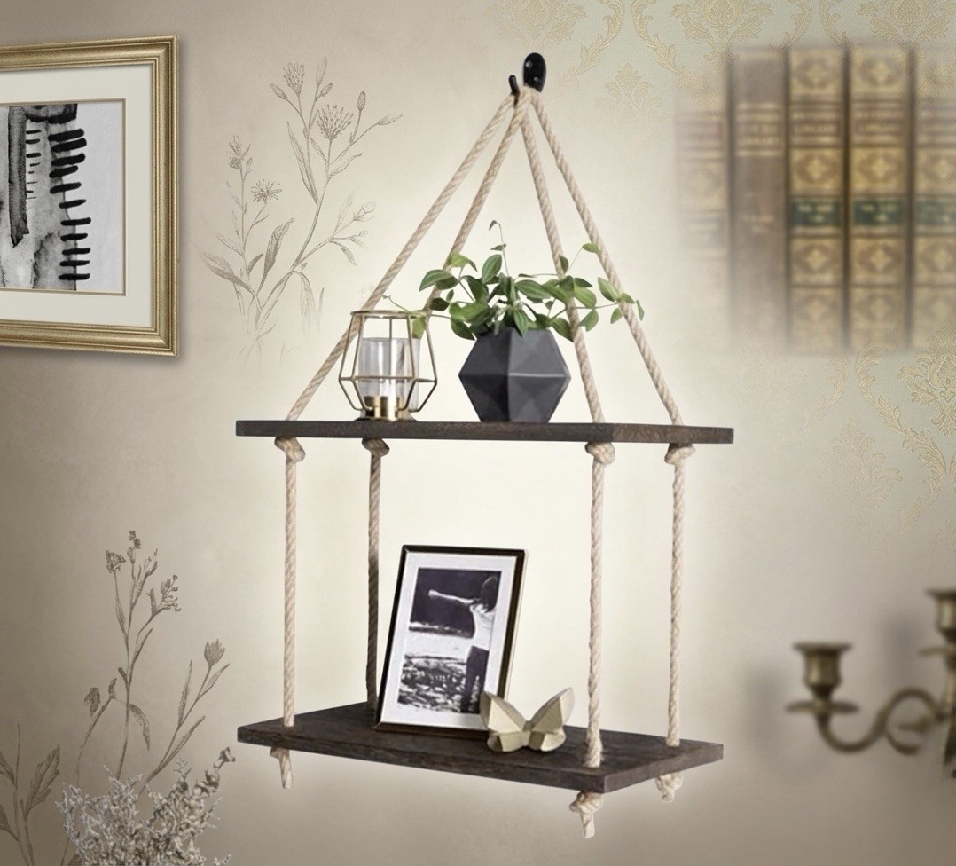 Hanging Wall Shelf 2 Tier Window Wall Hanging Shelf for Plants / Photo Frame gallery