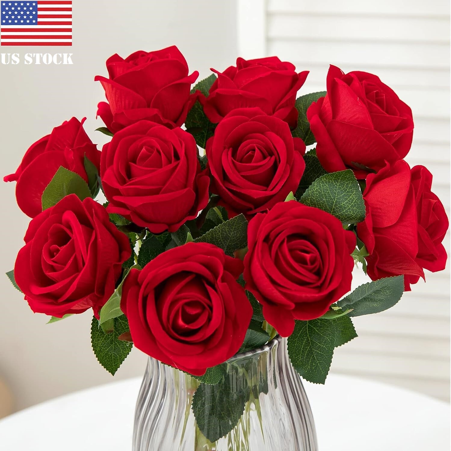 20Pcs Red Silk Roses Artificial Flowers Realistic Bouquet Home Decor valentine gallery