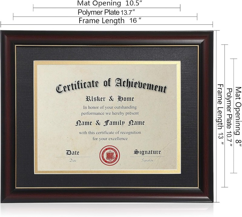 8.5x11 Diploma Frames with Mat, Classic Cherry Wood, 8.5x11 or 11x14 Inch - D... gallery