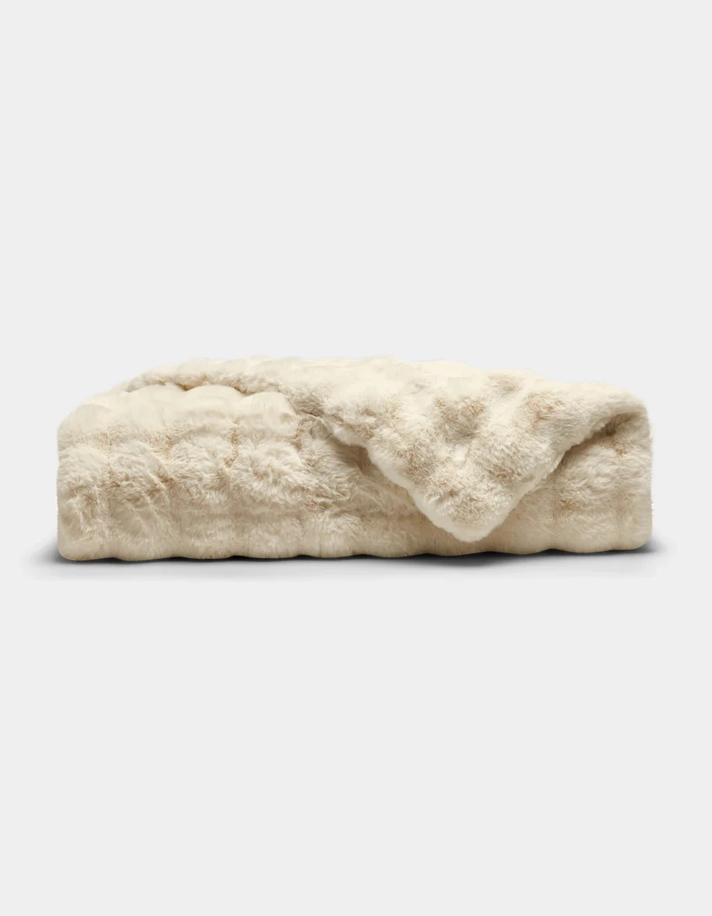 Cozy Earth Bubble Cuddle Blanket, Oversized Faux Fur Throw 80” x 60” Creme gallery