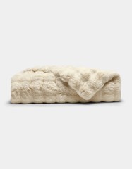 Cozy Earth Bubble Cuddle Blanket, Oversized Faux Fur Throw 80” x 60” Creme
