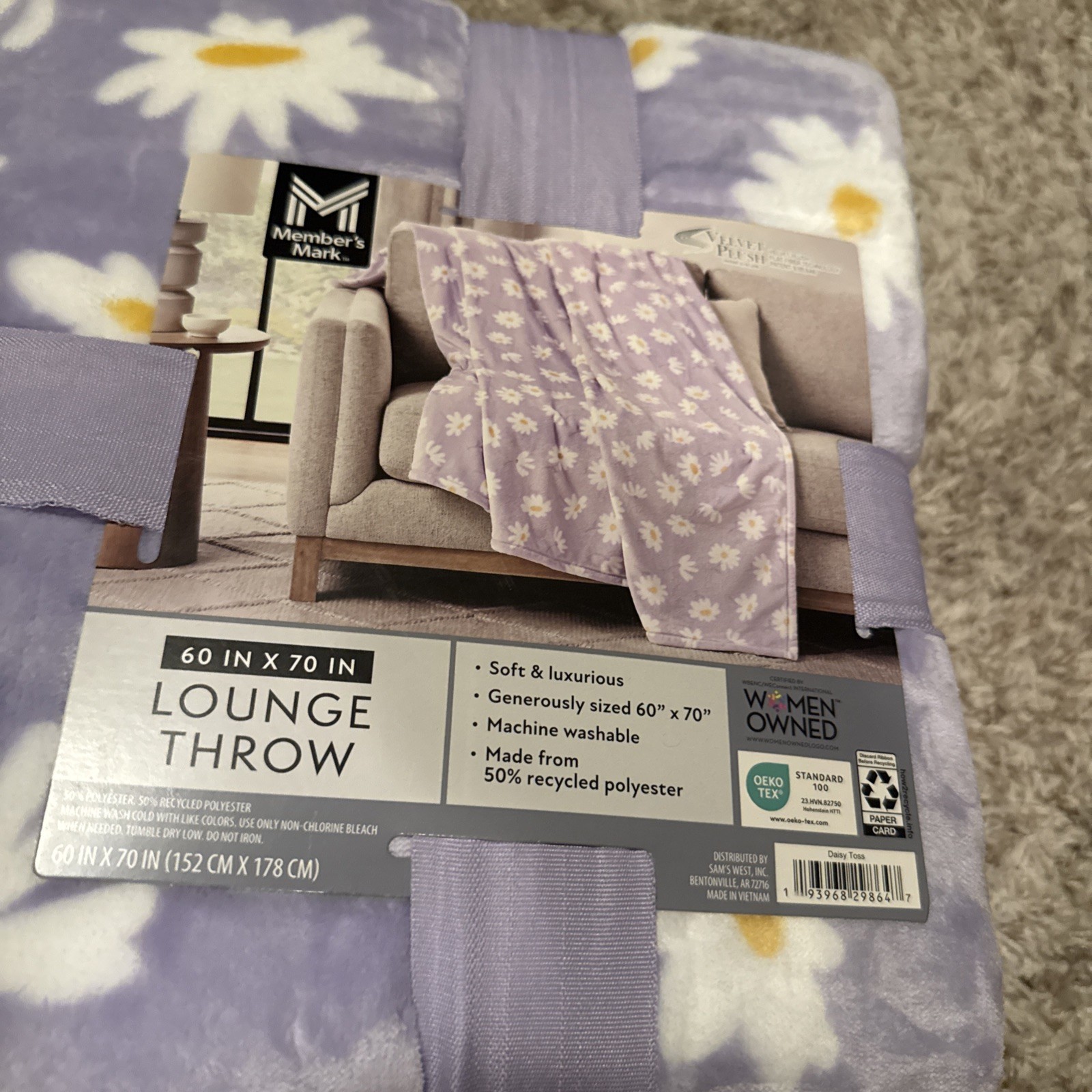 Member's Mark Soft Throw Blanket 60x70 Lavender Purple Daisy Floral NEW gallery