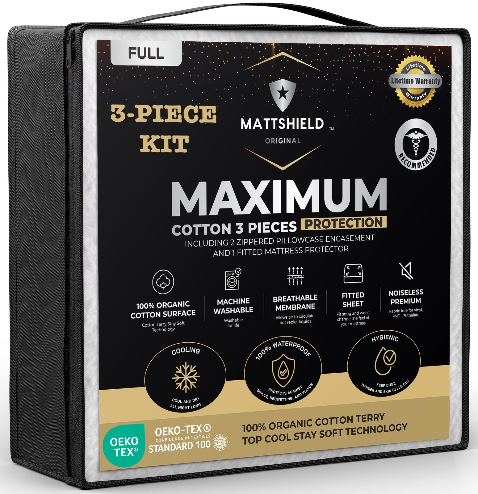 MATTSHIELD Maximum 3-Piece Kit - Waterproof Organic Cotton Terry Mattress Pro... gallery