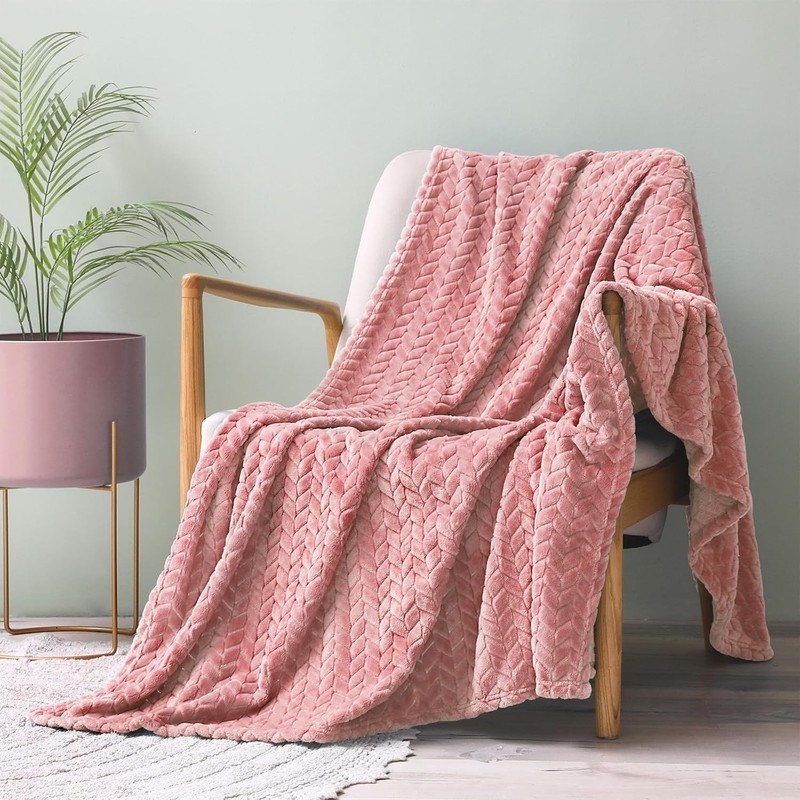 Luxury Lightweight Fuzzy Throw Blanket 50x70 - Modern Pink Geometric Design gallery