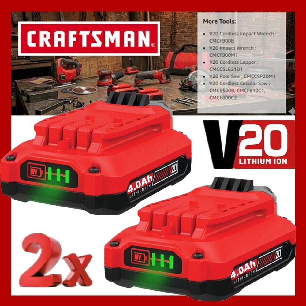 2PACK 4.0 For Craftsman V20 20 Volt MAX Lithium Battery CMCB204 CMCB202 CMCB201 gallery