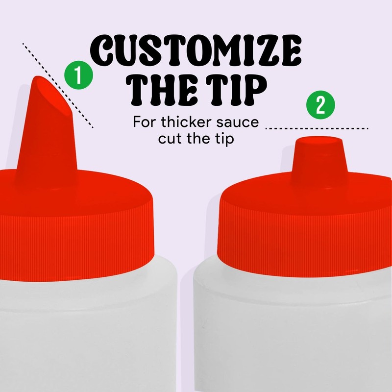 12 oz Condiment Squeeze Bottles for Sauces - Leak Proof Oil, Syrup, Dressing gallery