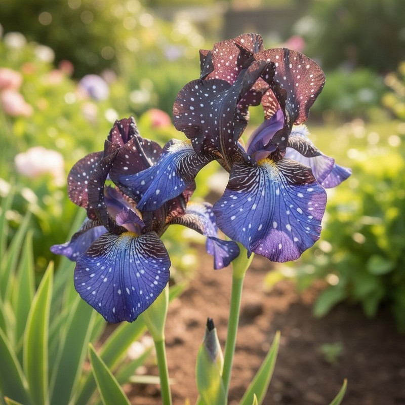 50 Galaxy Pattern Bearded Iris Seeds – Deep Blue Star-Spotted Blooms gallery