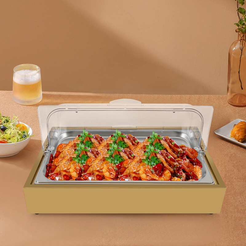 Buffet Cold Serving Display Tray, Cooling Food Dishes Display Plate Case w/Lid gallery