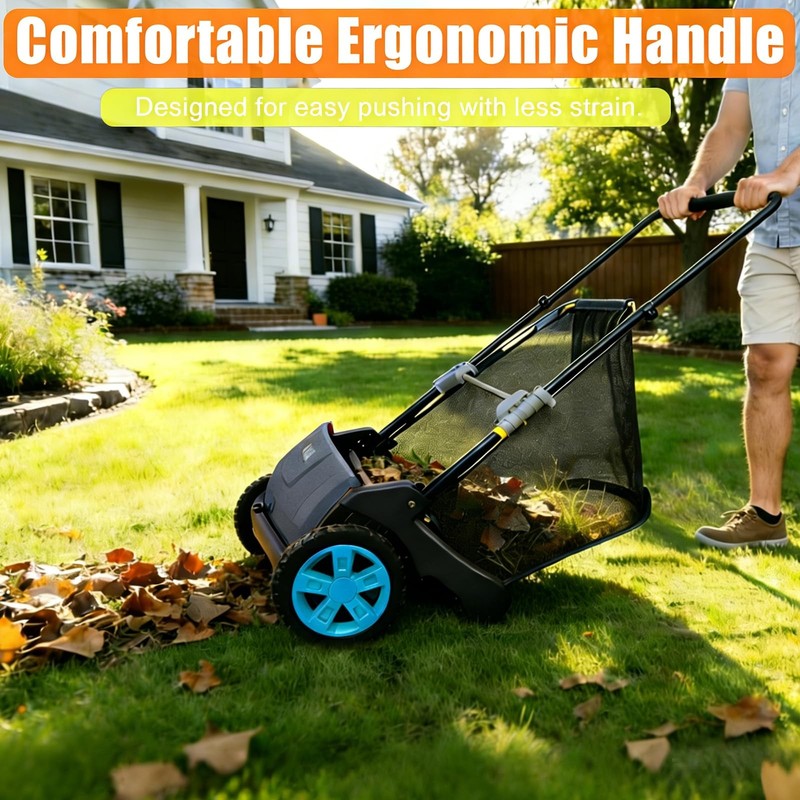 21" Lawn Sweeper Push Leaf Grass Collector 3.5 Cu. Ft. Capacity Adjustable Yard gallery