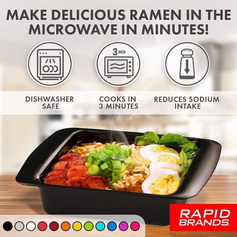 2 Pack Rapid Ramen Cooker Microwave Ramen 3 Minutes BPA Free Dishwasher Safe Red gallery